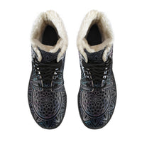 Load image into Gallery viewer, Dragonfly Mandala Faux Fur Eco-Friendly Leather Boots

