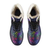 Load image into Gallery viewer, Yin Yang Mandala Faux Fur Eco-Friendly Leather Boots
