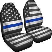 Load image into Gallery viewer, Thin Blue Line Flag Car Seat Covers (Set of 2)
