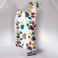 Load image into Gallery viewer, Colorful Paw Prints Hooded Blanket - $79.99 - 89.99
