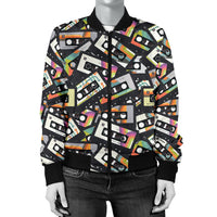 Load image into Gallery viewer, Women&#39;s Retro Cassette Tape Bomber Jacket
