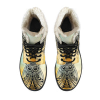 Load image into Gallery viewer, Owl Faux Fur Eco-Friendly Leather Boots
