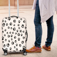 Load image into Gallery viewer, White With Black Paw Prints Luggage Cover
