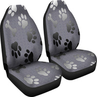 Load image into Gallery viewer, Bones And Paw Prints Silver Car Seat Covers (Set of 2)
