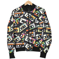 Load image into Gallery viewer, Women&#39;s Retro Cassette Tape Bomber Jacket
