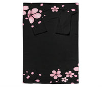 Load image into Gallery viewer, Black With Pink Flowers Adult Sleeve Blanket
