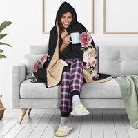 Load image into Gallery viewer, Black Floral Love Hooded Blankets - $79.99 - 89.99
