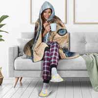 Load image into Gallery viewer, Cat Peeking Out Of Jeans Hooded Blanket
