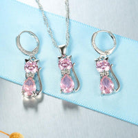 Load image into Gallery viewer, Cat Necklace and Earrings Set
