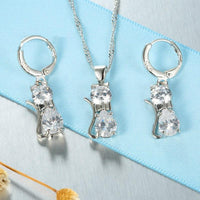 Load image into Gallery viewer, Cat Necklace and Earrings Set
