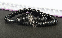 Load image into Gallery viewer, Hematite Beads and Skull Bracelet
