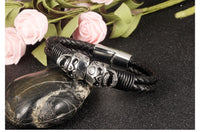 Load image into Gallery viewer, Men&#39;s Leather Cuff Skull Bracelet
