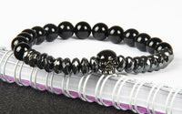 Load image into Gallery viewer, Hematite Beads and Skull Bracelet
