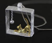 Load image into Gallery viewer, Sterling Silver Cat in the Box Necklace
