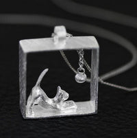 Load image into Gallery viewer, Sterling Silver Cat in the Box Necklace
