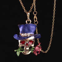 Load image into Gallery viewer, Vintage Gothic Skull With Rose Necklace
