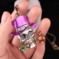 Load image into Gallery viewer, Vintage Gothic Skull With Rose Necklace
